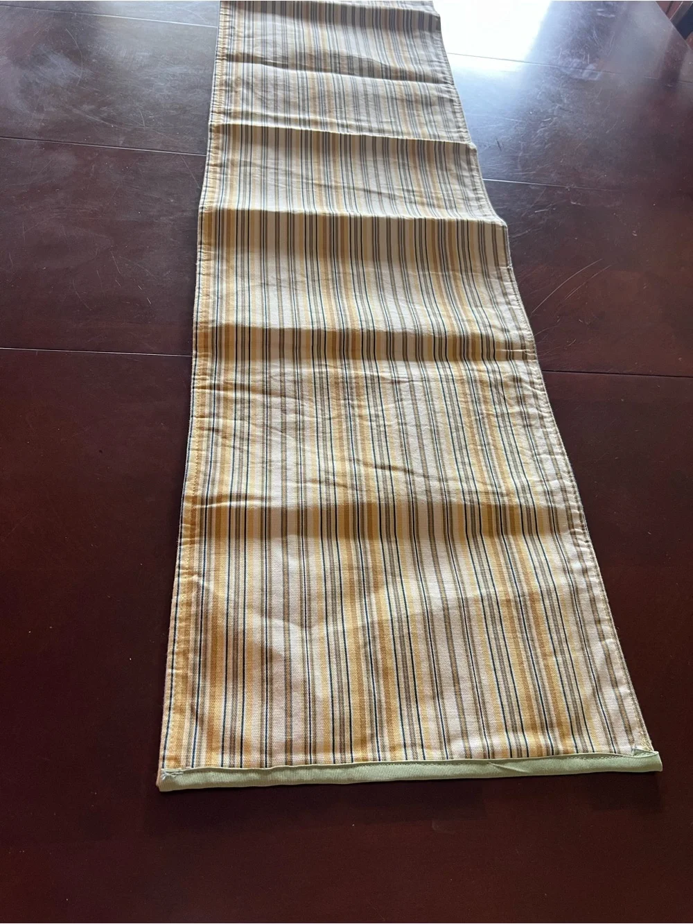 Table Runner and Placement Set of 4 Subdued Yellow striped denim Back solid Gold